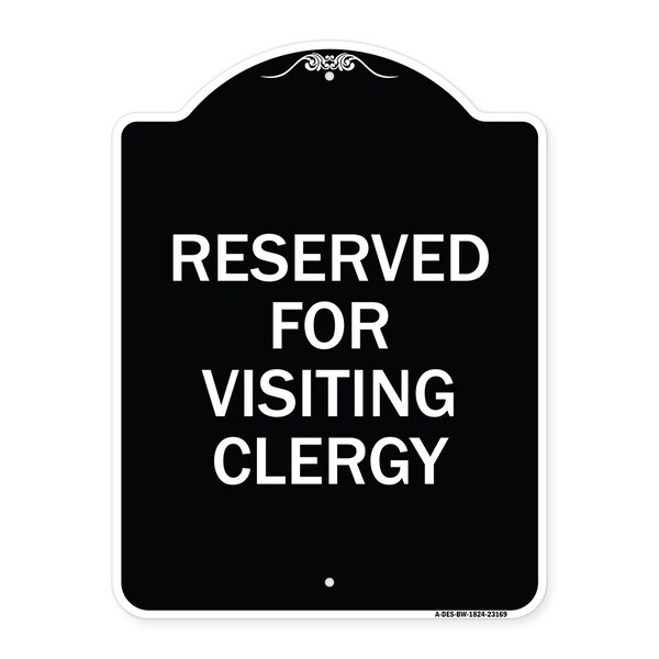Signmission Reserved for Visiting Clergy Heavy-Gauge Aluminum Architectural Sign, 24" x 18", BW-1824-23169 A-DES-BW-1824-23169 - main